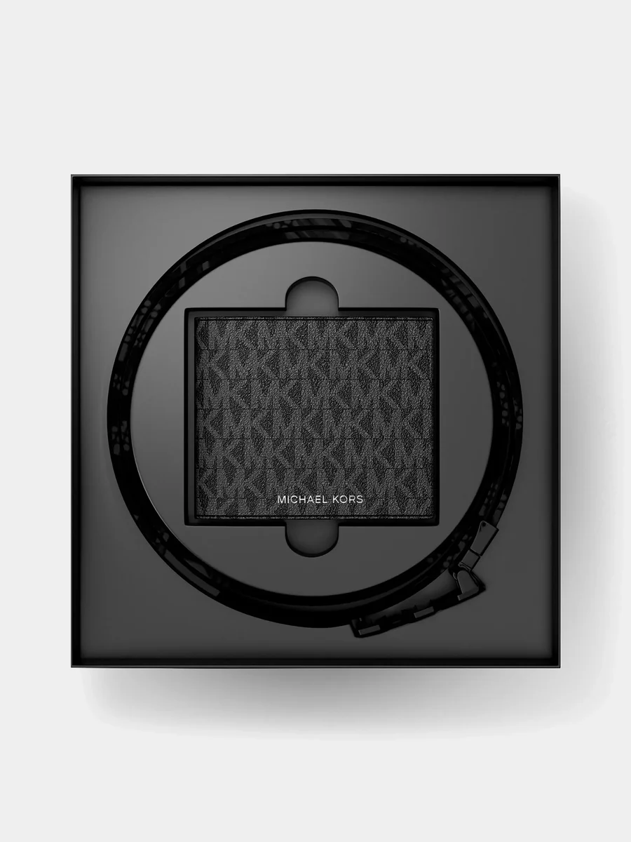 Monogram Black Wallet Belt Set