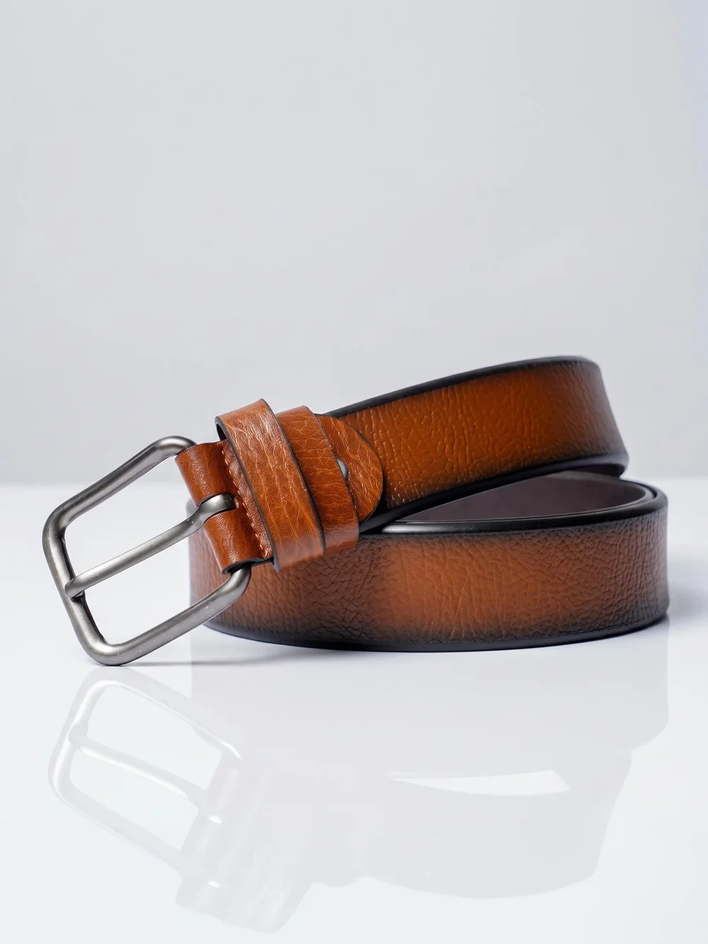 Textured Brown Automatic Buckle Belt - Image 2