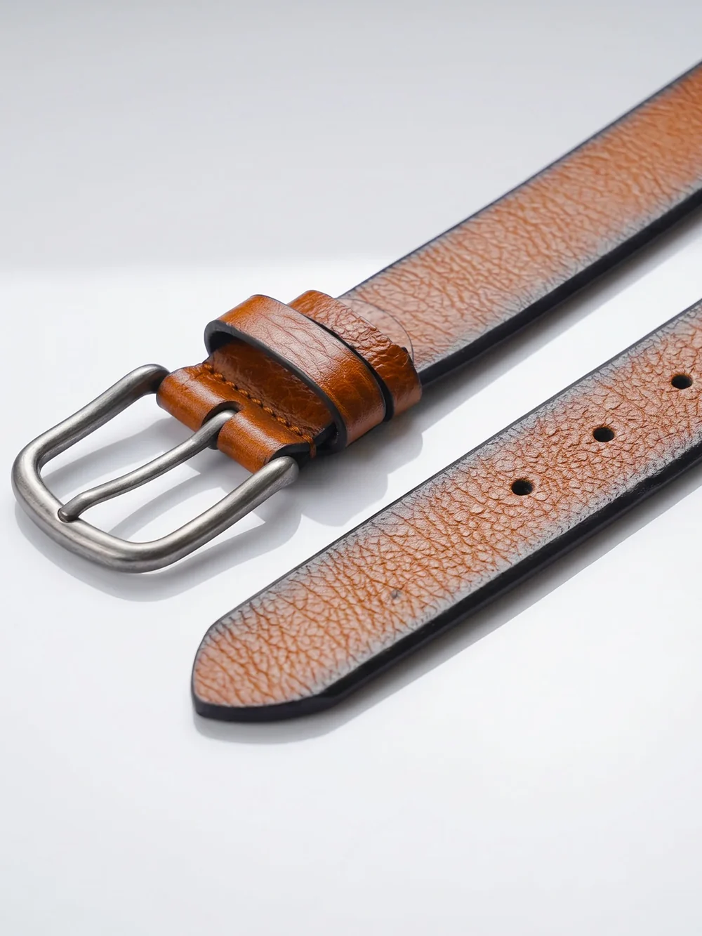 Textured Brown Automatic Buckle Belt - Image 3