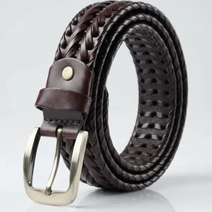 Brown Braided Woven Leather Belt