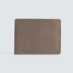 Minimalist Grey Leather Bifold Wallet