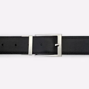 Textured Black Leather Reversible Belt