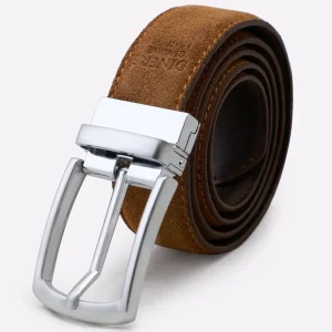 Brown Suede Leather Pin Belt