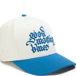 Blue Embroidered Graphic Baseball Cap