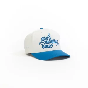 Blue Embroidered Graphic Baseball Cap