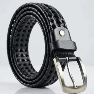 Premium Black Braided Leather Belt