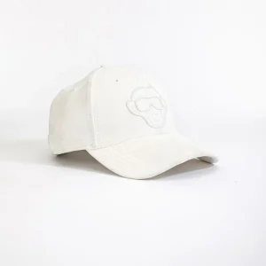 White Embroidered Graphic Baseball Cap