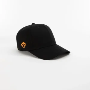 Black Minimal Orange Embroidery Cap